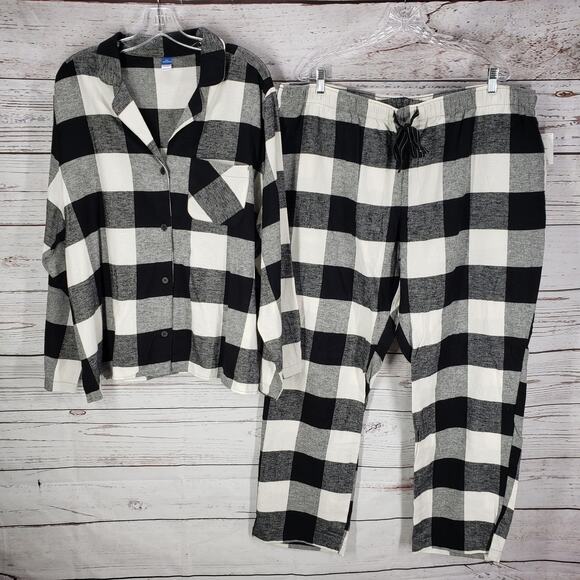 Old Navy New Cotton Flannel Sleepwear Set Pajama & Top Size XXL - Picture 1 of 12